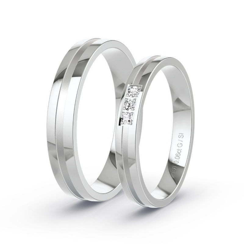 Obrączki ślubne Białe złoto - 0.06 ct diamentem - Model N°1646