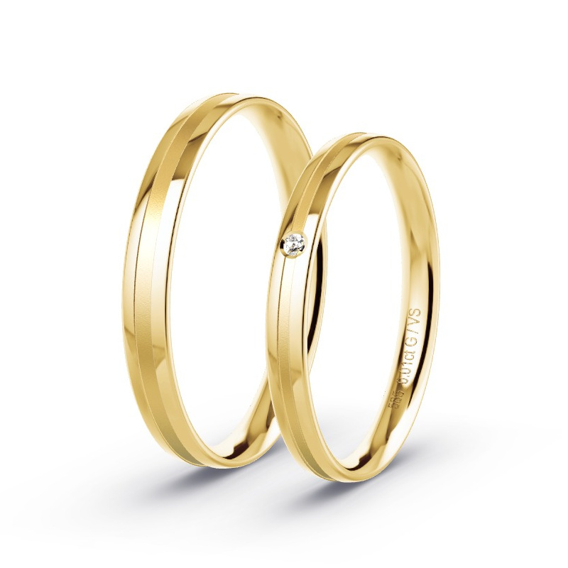 Obrączki ślubne Żółte złoto - 0.01 ct diamentem - Model N°1647 Obrączki ślubne Żółte złoto - 0.01 ct diamentem - Model N°1647