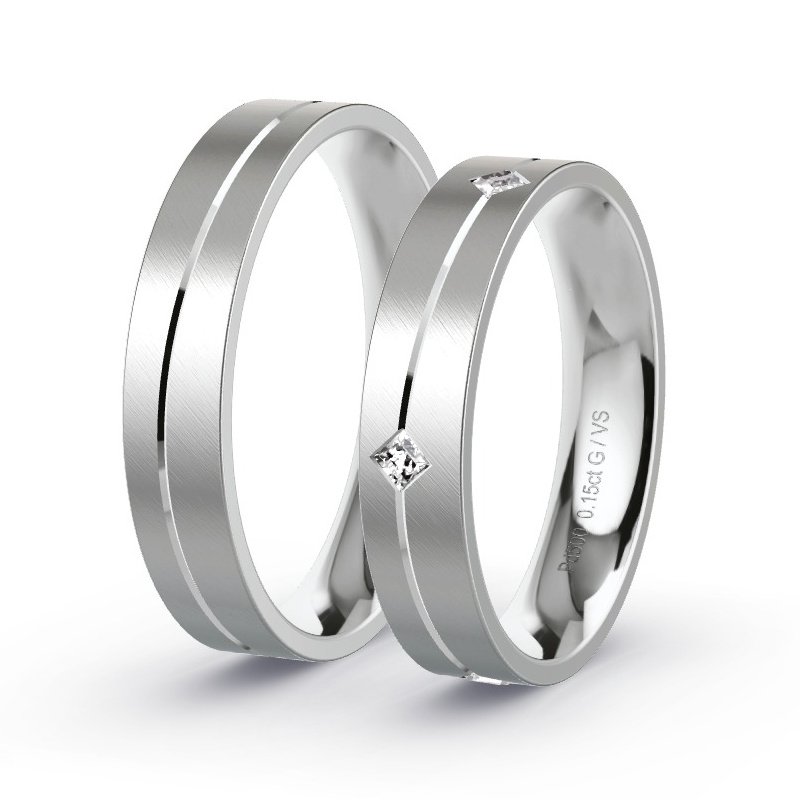 Obrączki ślubne Pallad - 0.15 ct diamentem - Model N°1648 Obrączki ślubne Pallad - 0.15 ct diamentem - Model N°1648