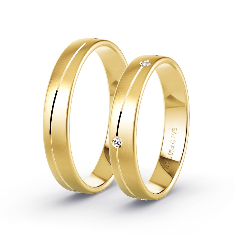 Obrączki ślubne Żółte złoto - 0.05 ct diamentem - Model N°1649 Obrączki ślubne Żółte złoto - 0.05 ct diamentem - Model N°1649