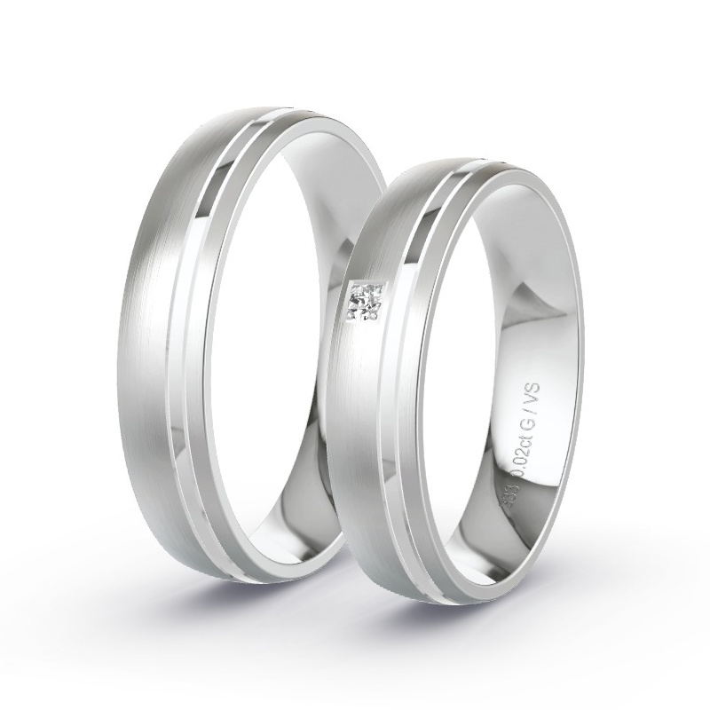 Obrączki ślubne Białe złoto - 0.02 ct diamentem - Model N°1650 Obrączki ślubne Białe złoto - 0.02 ct diamentem - Model N°1650