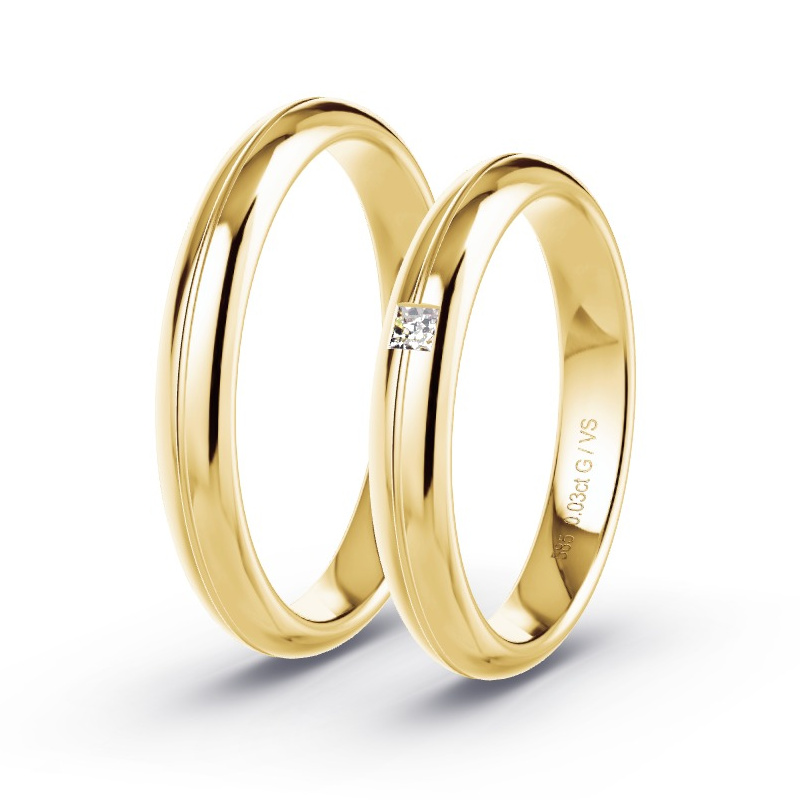 Obrączki ślubne Żółte złoto - 0.03 ct diamentem - Model N°1651 Obrączki ślubne Żółte złoto - 0.03 ct diamentem - Model N°1651