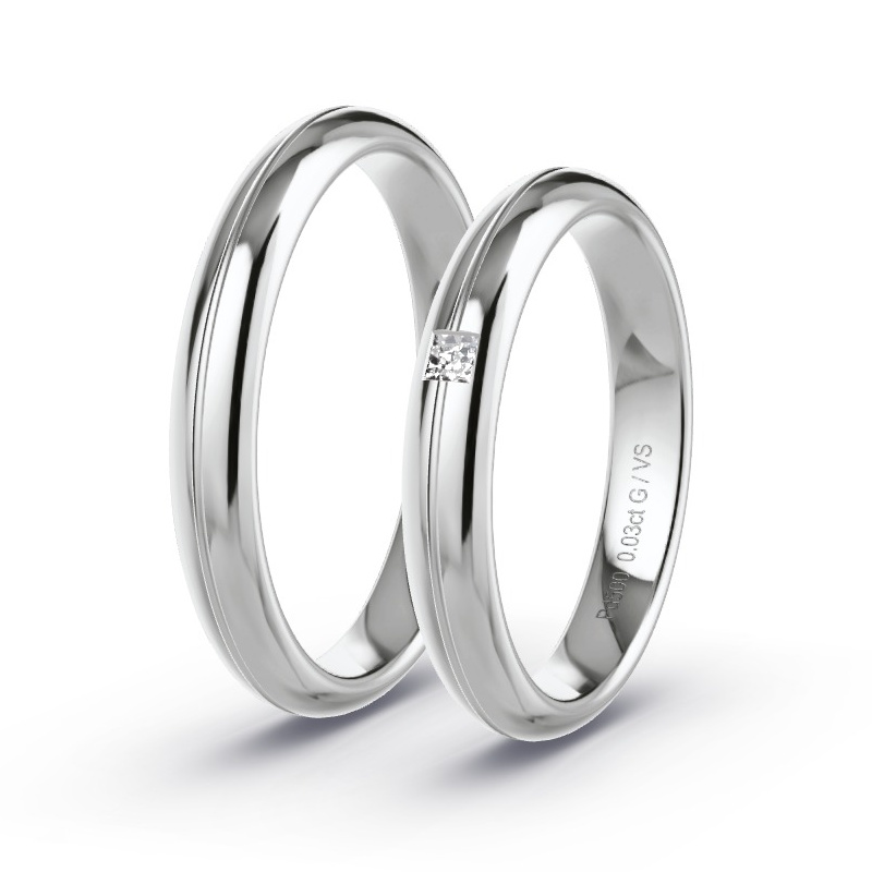 Obrączki ślubne Pallad - 0.03 ct diamentem - Model N°1651 Obrączki ślubne Pallad - 0.03 ct diamentem - Model N°1651