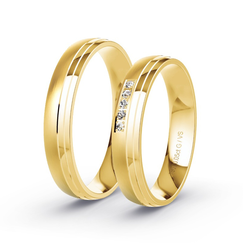 Obrączki ślubne Żółte złoto - 0.05 ct diamentem - Model N°1652 Obrączki ślubne Żółte złoto - 0.05 ct diamentem - Model N°1652