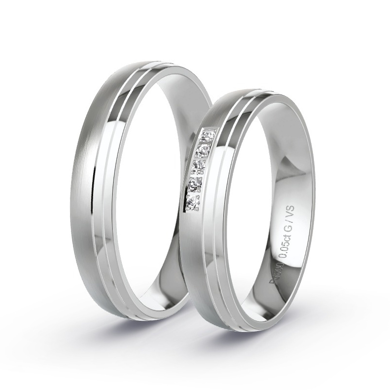 Obrączki ślubne Pallad - 0.05 ct diamentem - Model N°1652 Obrączki ślubne Pallad - 0.05 ct diamentem - Model N°1652