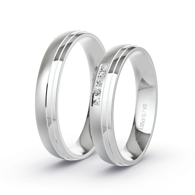 Obrączki ślubne Srebro - 0.05 ct diamentem - Model N°1652 Obrączki ślubne Srebro - 0.05 ct diamentem - Model N°1652