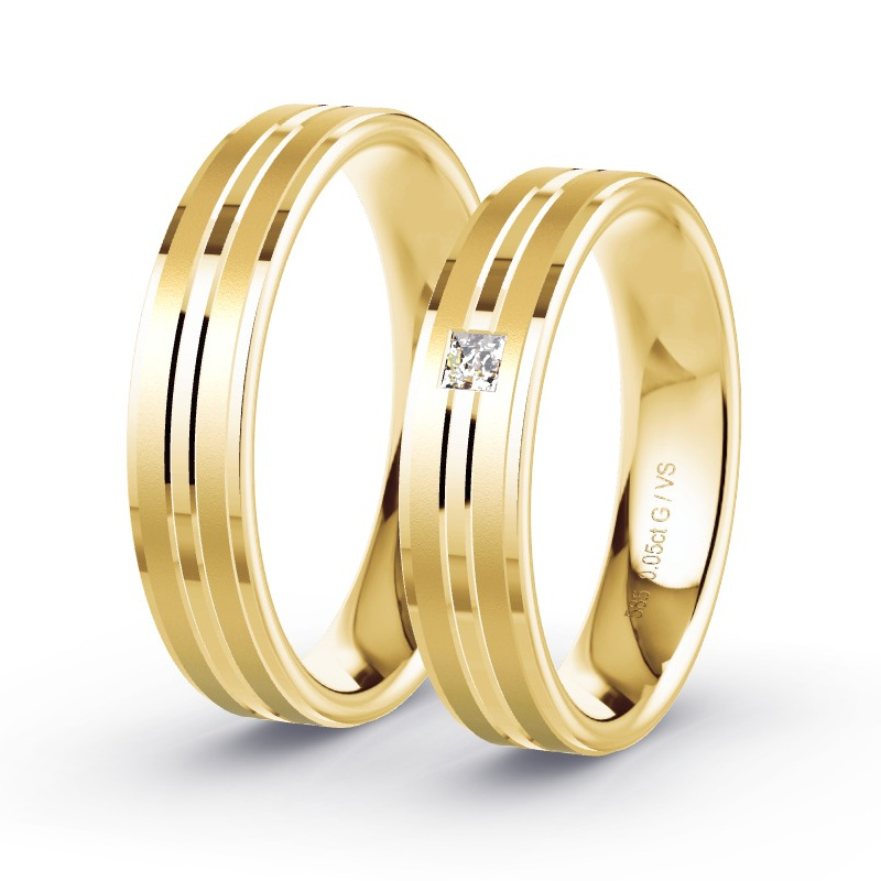 Obrączki ślubne Żółte złoto - 0.05 ct diamentem - Model N°1653 Obrączki ślubne Żółte złoto - 0.05 ct diamentem - Model N°1653