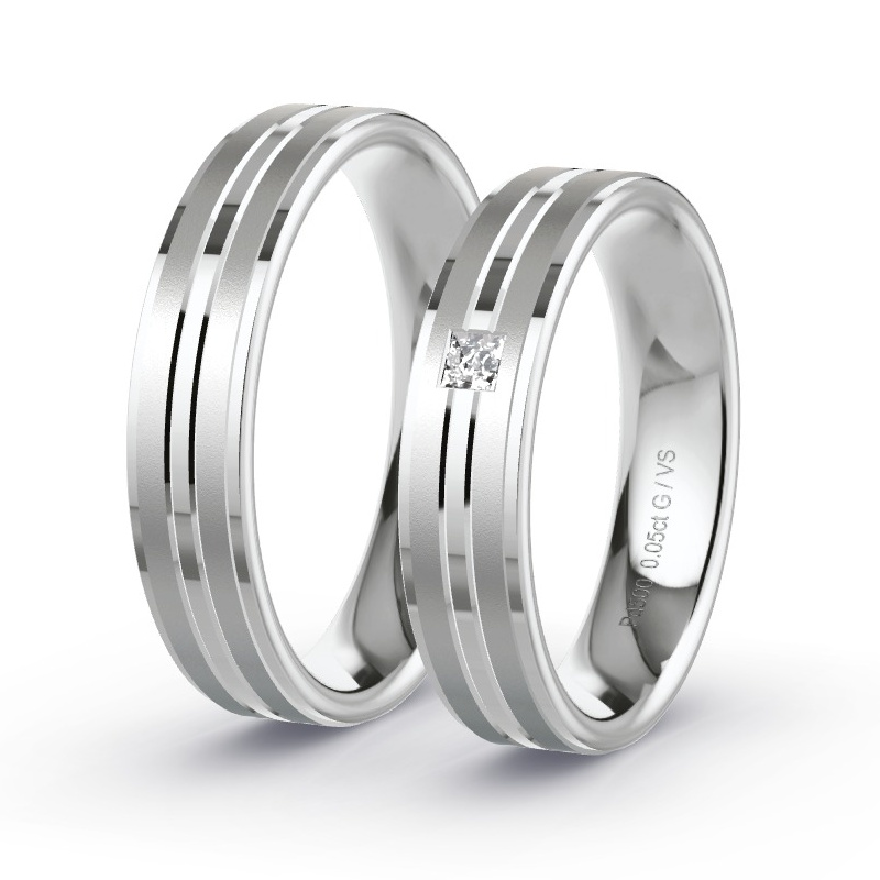 Obrączki ślubne Pallad - 0.05 ct diamentem - Model N°1653 Obrączki ślubne Pallad - 0.05 ct diamentem - Model N°1653