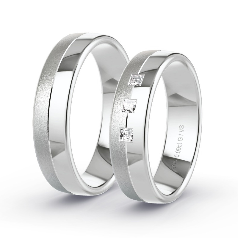 Obrączki ślubne Srebro - 0.09 ct diamentem - Model N°1655 Obrączki ślubne Srebro - 0.09 ct diamentem - Model N°1655