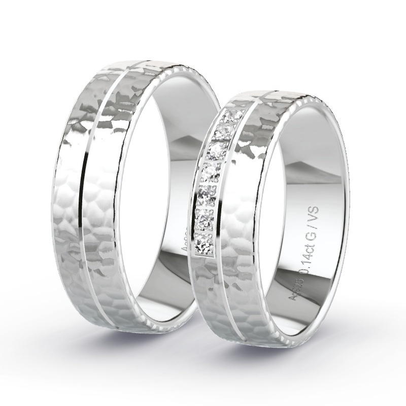 Obrączki ślubne Srebro - 0.14 ct diamentem - Model N°1656 Obrączki ślubne Srebro - 0.14 ct diamentem - Model N°1656