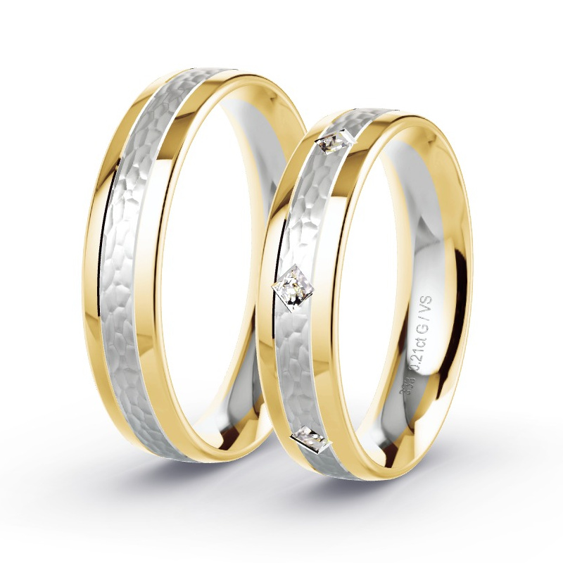 Obrączki ślubne Żółte złoto/Białe złoto - 0.21 ct diamentem - Model N°1661 Obrączki ślubne Żółte złoto/Białe złoto - 0.21 ct diamentem - Model N°1661