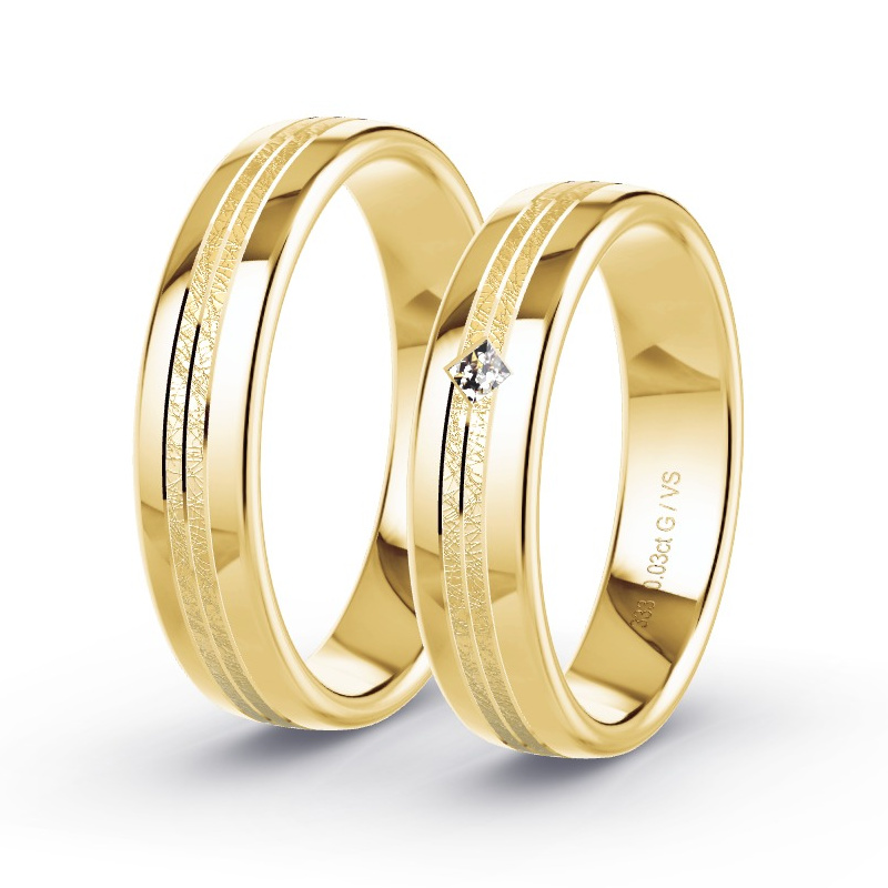 Obrączki ślubne Żółte złoto - 0.03 ct diamentem - Model N°1663 Obrączki ślubne Żółte złoto - 0.03 ct diamentem - Model N°1663
