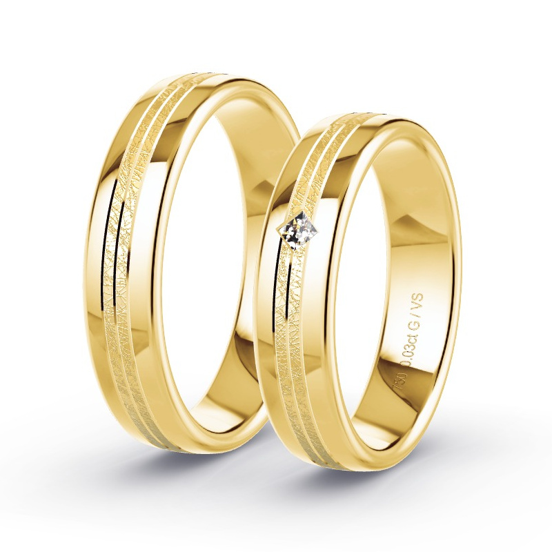 Obrączki ślubne Żółte złoto - 0.03 ct diamentem - Model N°1663 Obrączki ślubne Żółte złoto - 0.03 ct diamentem - Model N°1663