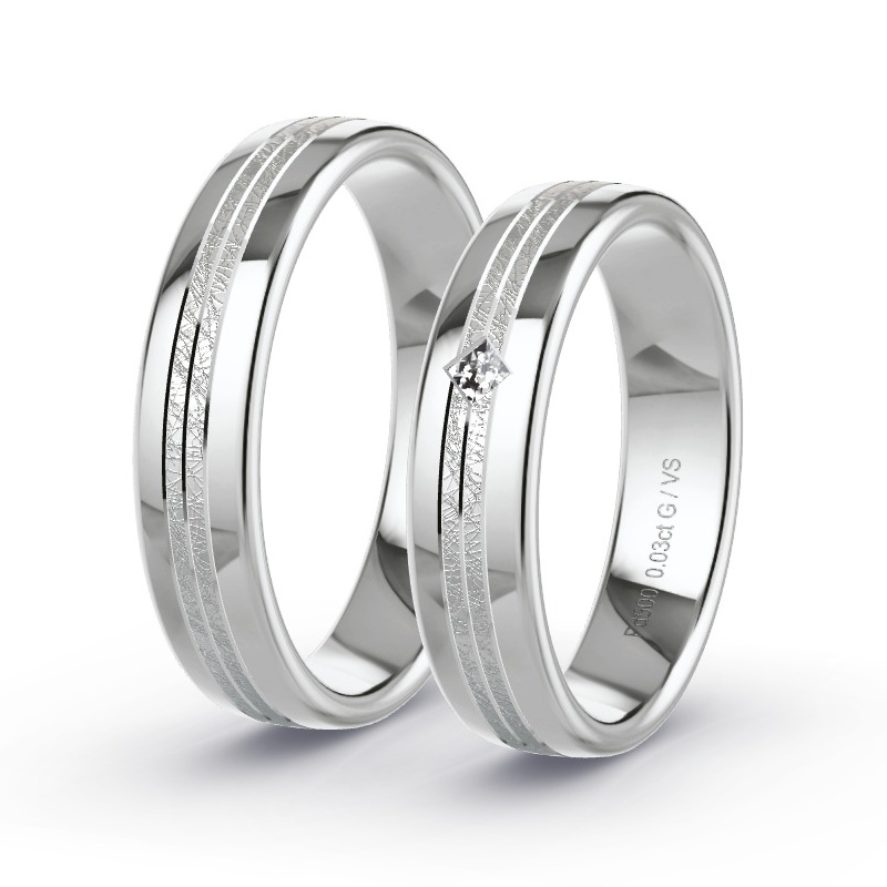 Obrączki ślubne Pallad - 0.03 ct diamentem - Model N°1663 Obrączki ślubne Pallad - 0.03 ct diamentem - Model N°1663