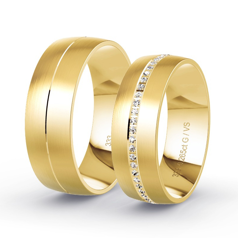 Obrączki ślubne Żółte złoto - 0.265 ct diamentem - Model N°1664 Obrączki ślubne Żółte złoto - 0.265 ct diamentem - Model N°1664