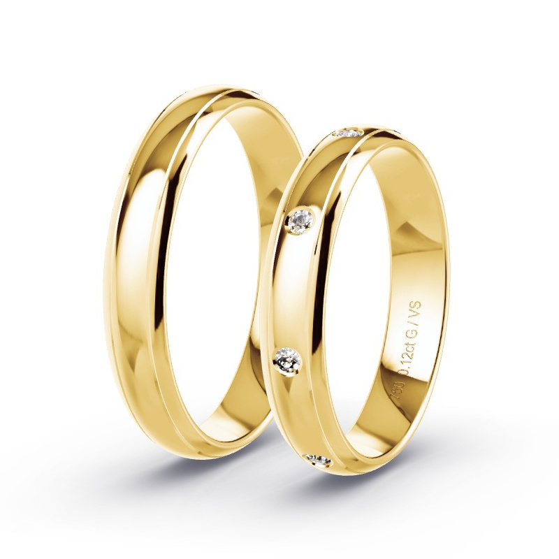 Obrączki ślubne Żółte złoto - 0.12 ct diamentem - Model N°1665 Obrączki ślubne Żółte złoto - 0.12 ct diamentem - Model N°1665