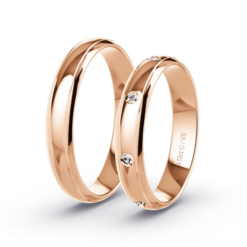 Obrączki ślubne Czerwone złoto - 0.12 ct diamentem - Model N°1665 Obrączki ślubne Czerwone złoto - 0.12 ct diamentem - Model N°1665