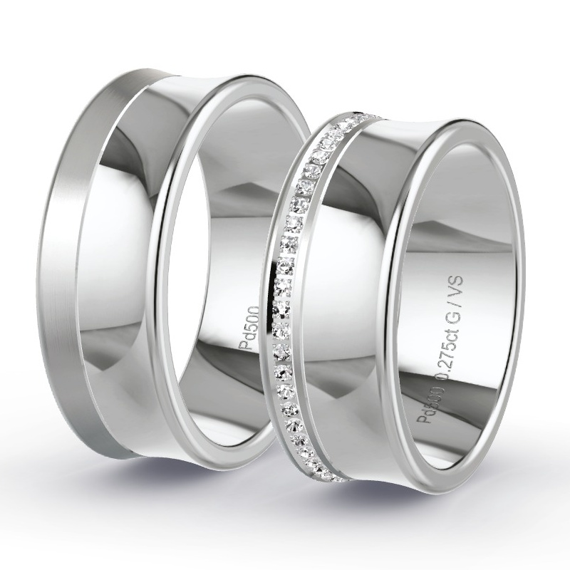 Obrączki ślubne Pallad - 0.28 ct diamentem - Model N°1666 Obrączki ślubne Pallad - 0.28 ct diamentem - Model N°1666