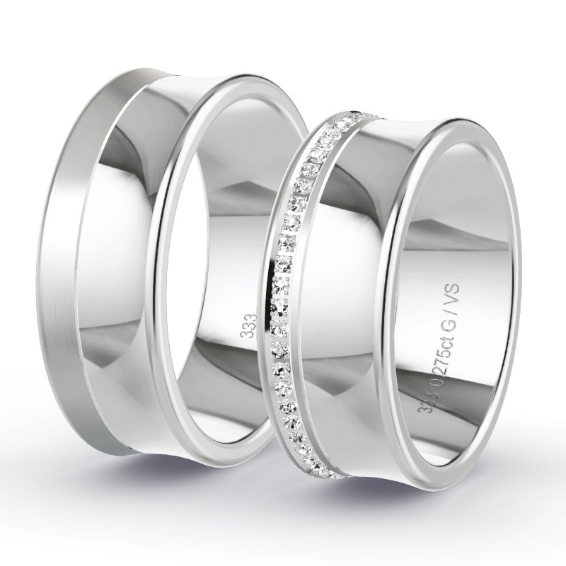 Obrączki ślubne Białe złoto - 0.28 ct diamentem - Model N°1666 Obrączki ślubne Białe złoto - 0.28 ct diamentem - Model N°1666