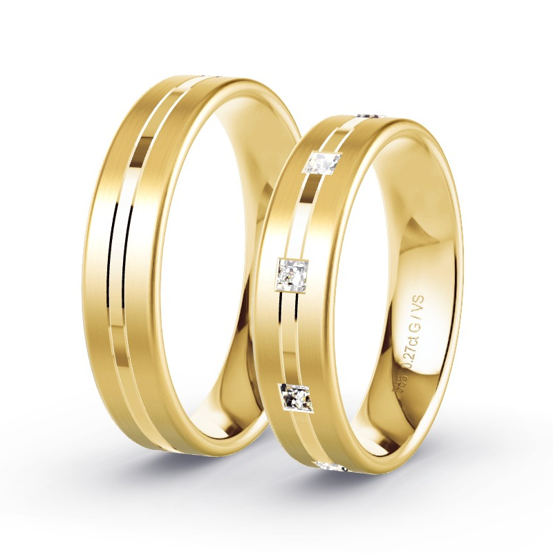 Obrączki ślubne Żółte złoto - 0.27 ct diamentem - Model N°1667 Obrączki ślubne Żółte złoto - 0.27 ct diamentem - Model N°1667
