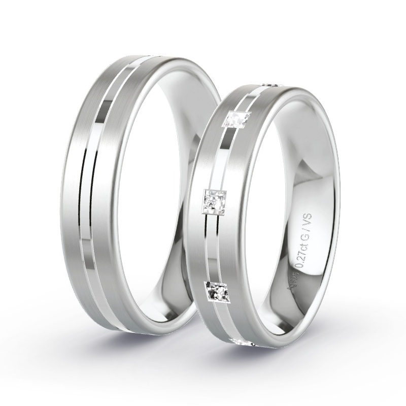 Obrączki ślubne Srebro - 0.27 ct diamentem - Model N°1667 Obrączki ślubne Srebro - 0.27 ct diamentem - Model N°1667