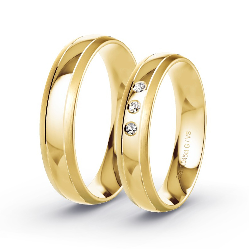 Obrączki ślubne Żółte złoto - 0.045 ct diamentem - Model N°1670 Obrączki ślubne Żółte złoto - 0.045 ct diamentem - Model N°1670