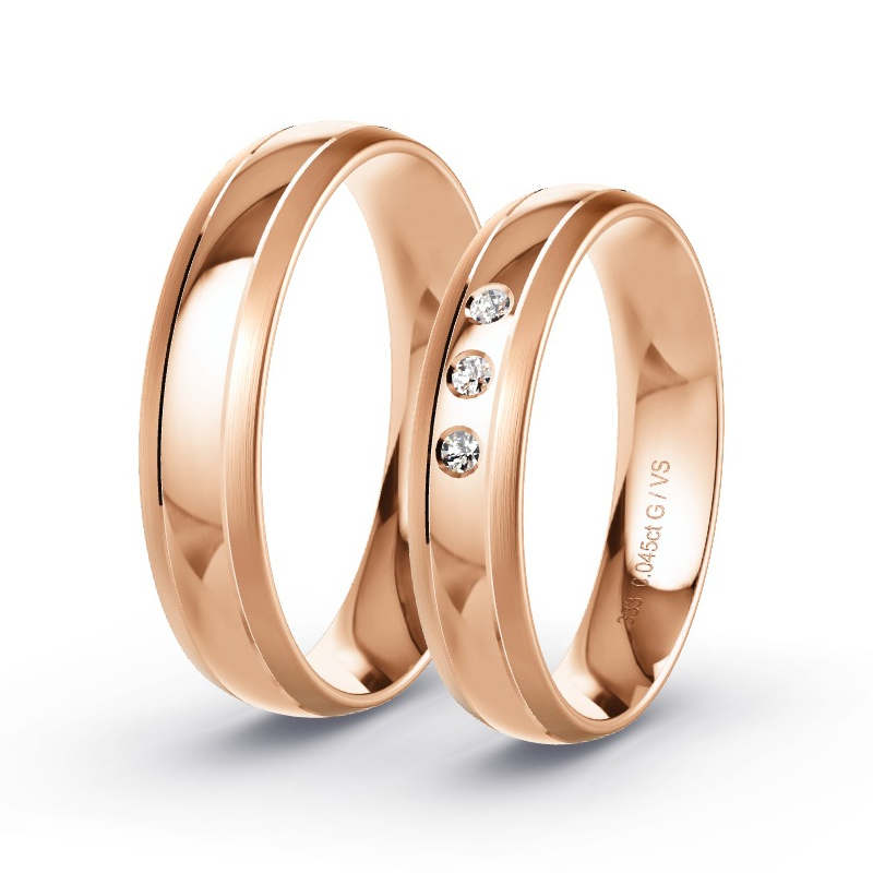 Obrączki ślubne Czerwone złoto - 0.045 ct diamentem - Model N°1670 Obrączki ślubne Czerwone złoto - 0.045 ct diamentem - Model N°1670