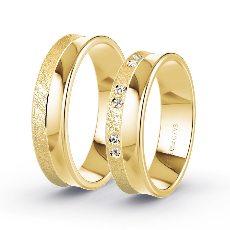 Obrączki ślubne Żółte złoto - 0.06 ct diamentem - Model N°1671