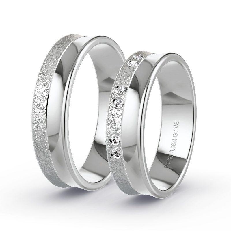 Obrączki ślubne Pallad - 0.06 ct diamentem - Model N°1671