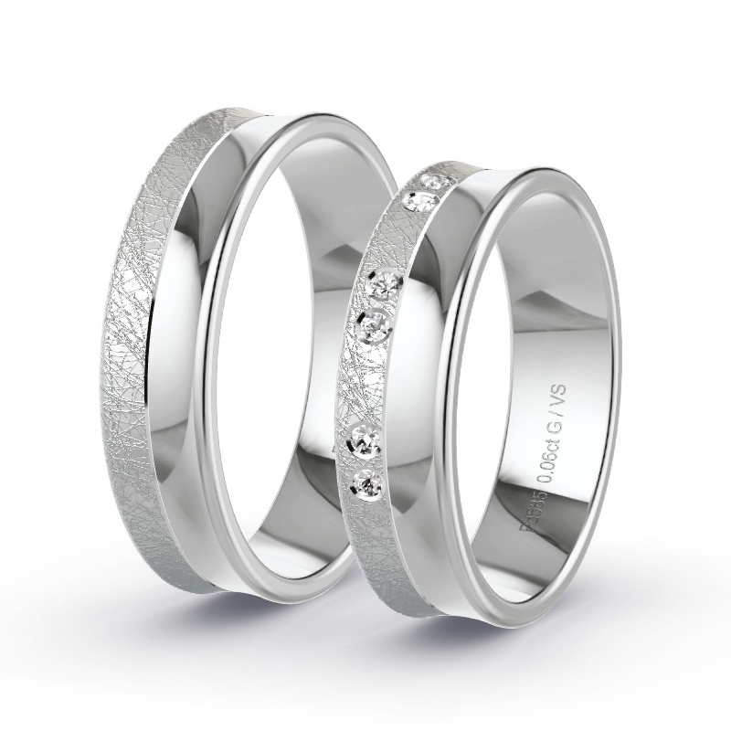 Obrączki ślubne Pallad - 0.06 ct diamentem - Model N°1671