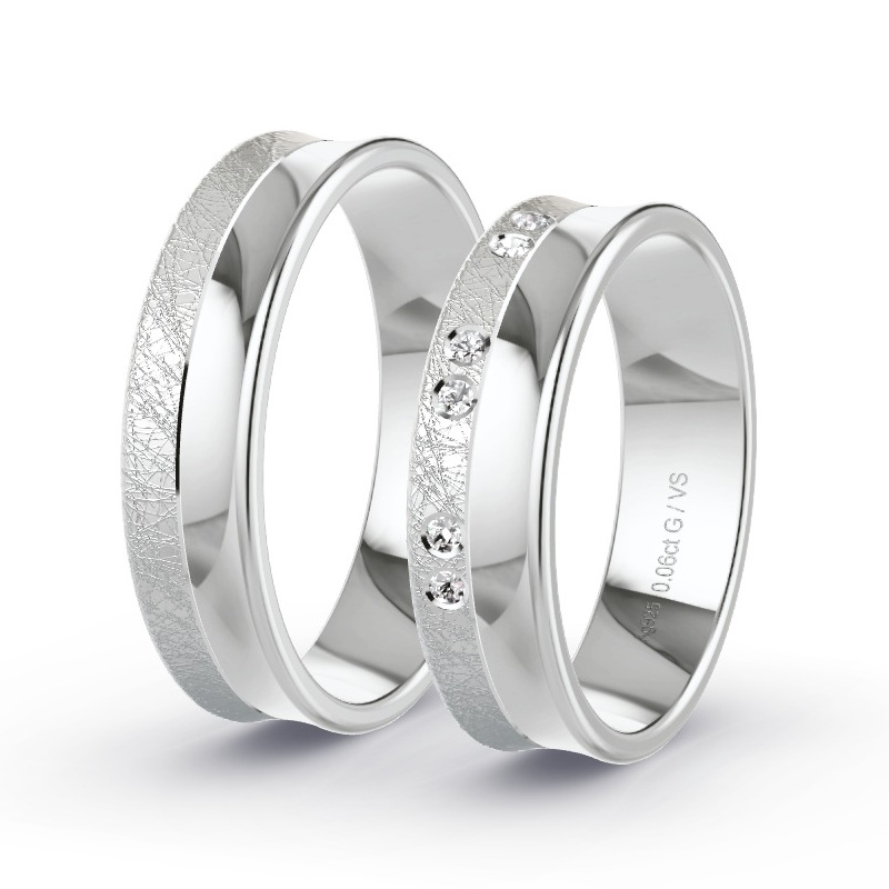 Obrączki ślubne Srebro - 0.06 ct diamentem - Model N°1671