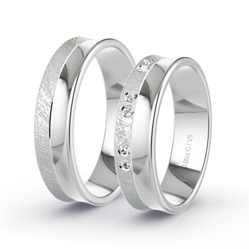 Obrączki ślubne Białe złoto - 0.06 ct diamentem - Model N°1671
