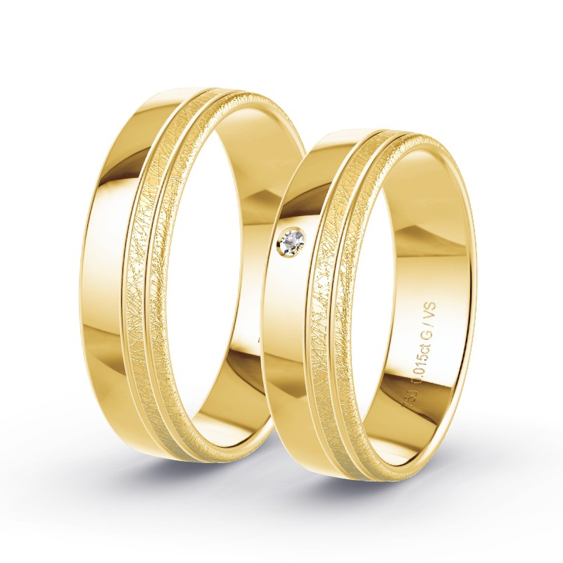 Obrączki ślubne Żółte złoto - 0.015 ct diamentem - Model N°1672 Obrączki ślubne Żółte złoto - 0.015 ct diamentem - Model N°1672