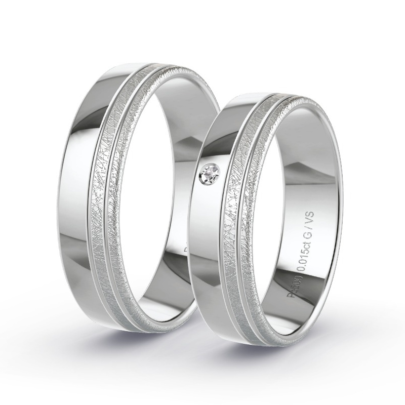 Obrączki ślubne Pallad - 0.015 ct diamentem - Model N°1672 Obrączki ślubne Pallad - 0.015 ct diamentem - Model N°1672