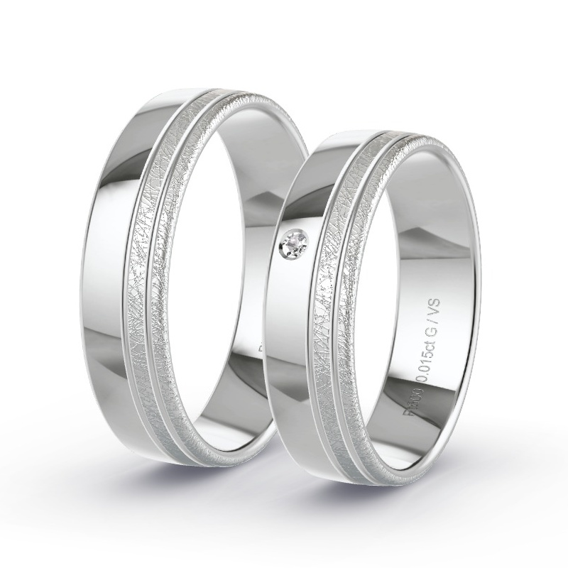 Obrączki ślubne Platyna - 0.015 ct diamentem - Model N°1672 Obrączki ślubne Platyna - 0.015 ct diamentem - Model N°1672