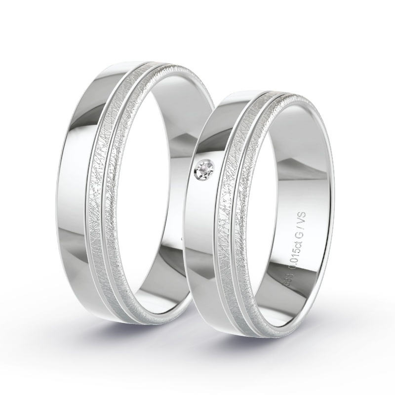 Obrączki ślubne Białe złoto - 0.015 ct diamentem - Model N°1672 Obrączki ślubne Białe złoto - 0.015 ct diamentem - Model N°1672