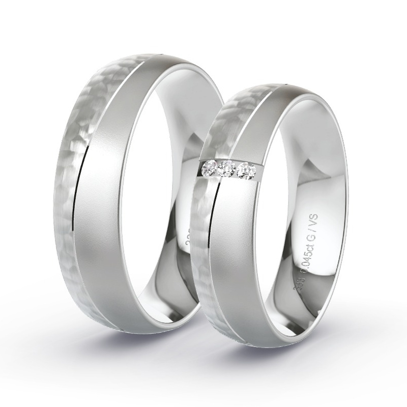 Obrączki ślubne Białe złoto - 0.045 ct diamentem - Model N°1673 Obrączki ślubne Białe złoto - 0.045 ct diamentem - Model N°1673