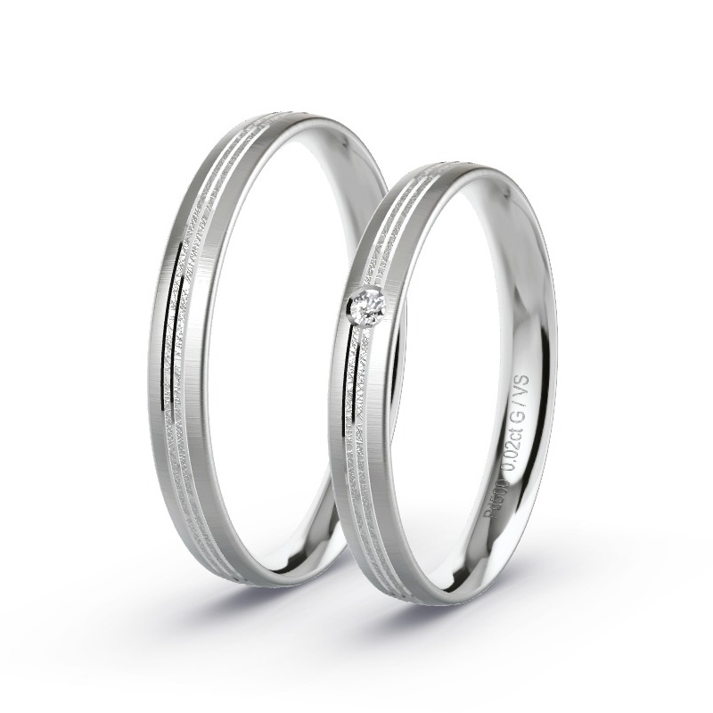 Obrączki ślubne Pallad - 0.02 ct diamentem - Model N°1676 Obrączki ślubne Pallad - 0.02 ct diamentem - Model N°1676