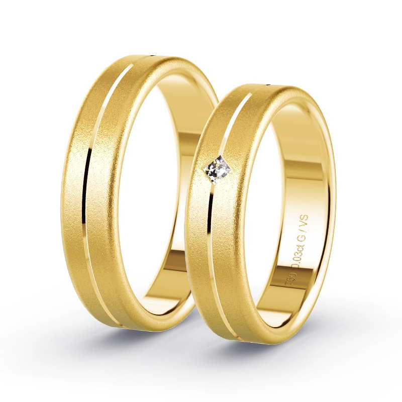 Obrączki ślubne Żółte złoto - 0.03 ct diamentem - Model N°1677 Obrączki ślubne Żółte złoto - 0.03 ct diamentem - Model N°1677