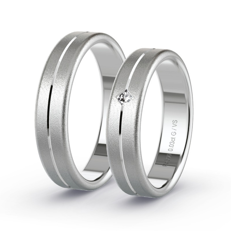 Obrączki ślubne Pallad - 0.03 ct diamentem - Model N°1677 Obrączki ślubne Pallad - 0.03 ct diamentem - Model N°1677