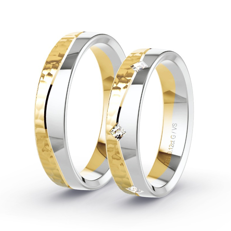 Obrączki ślubne Żółte złoto/Białe złoto - 0.15 ct diamentem - Model N°1679 Obrączki ślubne Żółte złoto/Białe złoto - 0.15 ct diamentem - Model N°1679