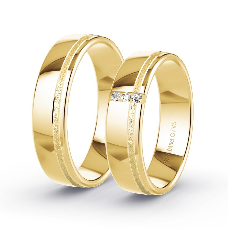 Obrączki ślubne Żółte złoto - 0.045 ct diamentem - Model N°1680 Obrączki ślubne Żółte złoto - 0.045 ct diamentem - Model N°1680