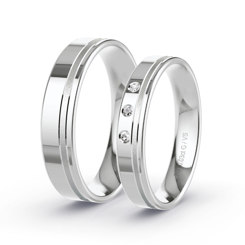 Obrączki ślubne Białe złoto - 0.03 ct diamentem - Model N°1681 Obrączki ślubne Białe złoto - 0.03 ct diamentem - Model N°1681