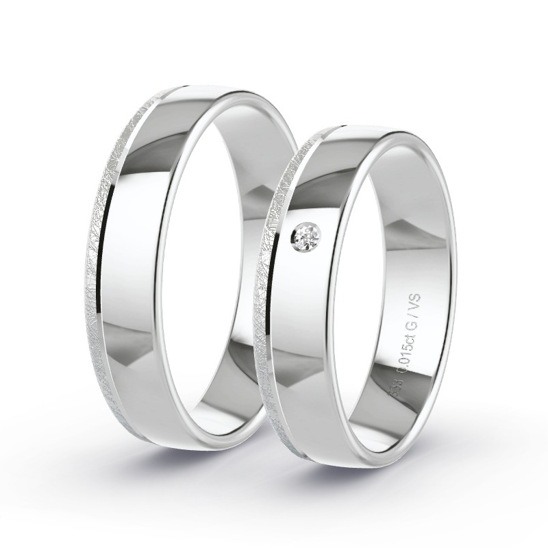 Obrączki ślubne Białe złoto - 0.015 ct diamentem - Model N°1683 Obrączki ślubne Białe złoto - 0.015 ct diamentem - Model N°1683
