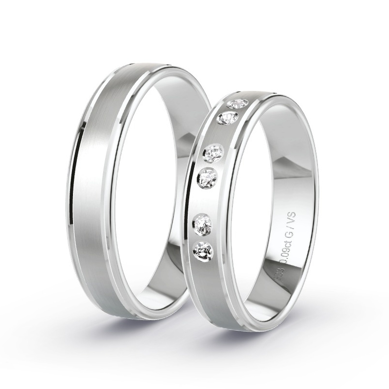 Obrączki ślubne Białe złoto - 0.09 ct diamentem - Model N°1685 Obrączki ślubne Białe złoto - 0.09 ct diamentem - Model N°1685