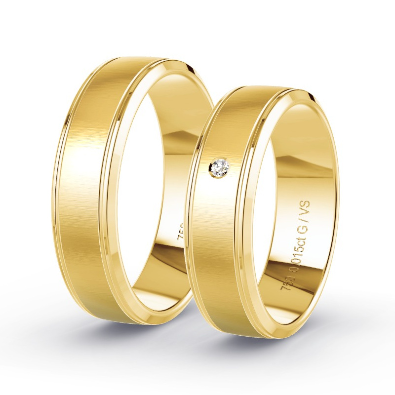 Obrączki ślubne Żółte złoto - 0.015 ct diamentem - Model N°1689 Obrączki ślubne Żółte złoto - 0.015 ct diamentem - Model N°1689