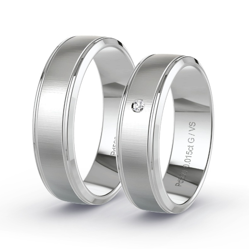 Obrączki ślubne Pallad - 0.015 ct diamentem - Model N°1689 Obrączki ślubne Pallad - 0.015 ct diamentem - Model N°1689