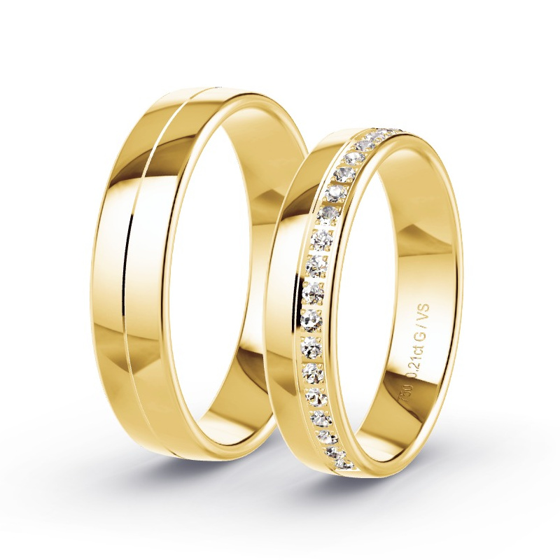 Obrączki ślubne Żółte złoto - 0.21 ct diamentem - Model N°1690 Obrączki ślubne Żółte złoto - 0.21 ct diamentem - Model N°1690