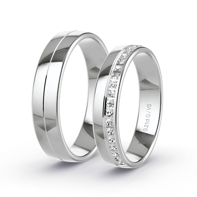 Obrączki ślubne Pallad - 0.21 ct diamentem - Model N°1690 Obrączki ślubne Pallad - 0.21 ct diamentem - Model N°1690