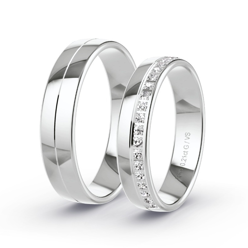 Obrączki ślubne Srebro - 0.21 ct diamentem - Model N°1690 Obrączki ślubne Srebro - 0.21 ct diamentem - Model N°1690